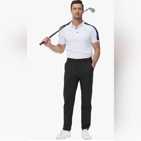 Amazon Essentials Black Classic Fit Straight Leg Chino Stretch Pants Sz.35" x 32 - Picture 1 of 11